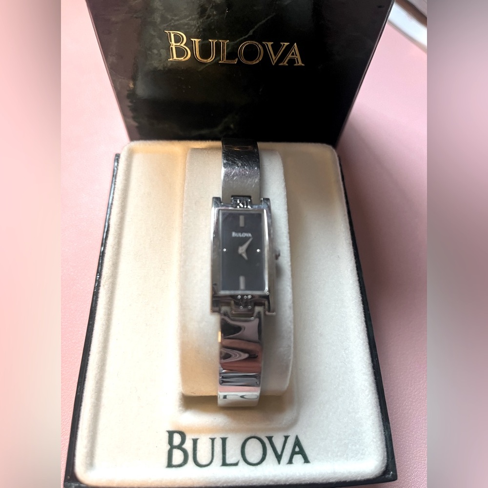 Bulova bangle silver watch